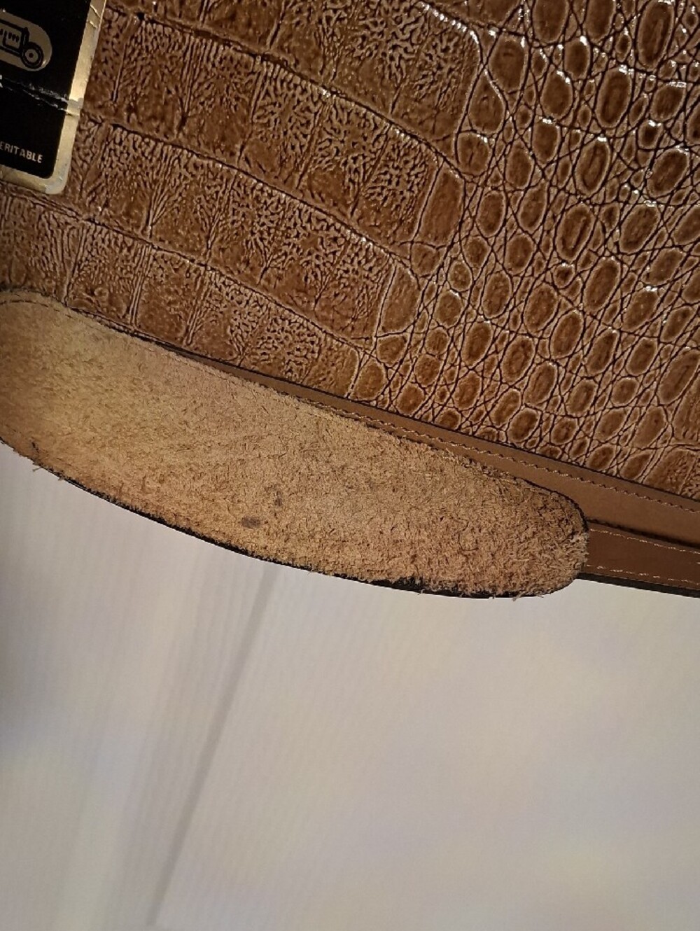 Bugatti Cognac Croc-Embossed Leather Briefcase with Shoulder Strap - Picture 3 of 16